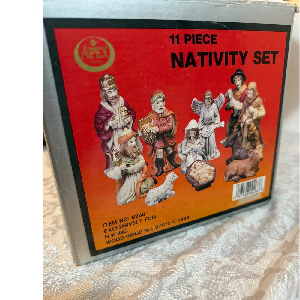 Vintage‎ 1993 Apex 11 Piece Nativity Set Christmas Figurines Box 9268 H.W. Inc